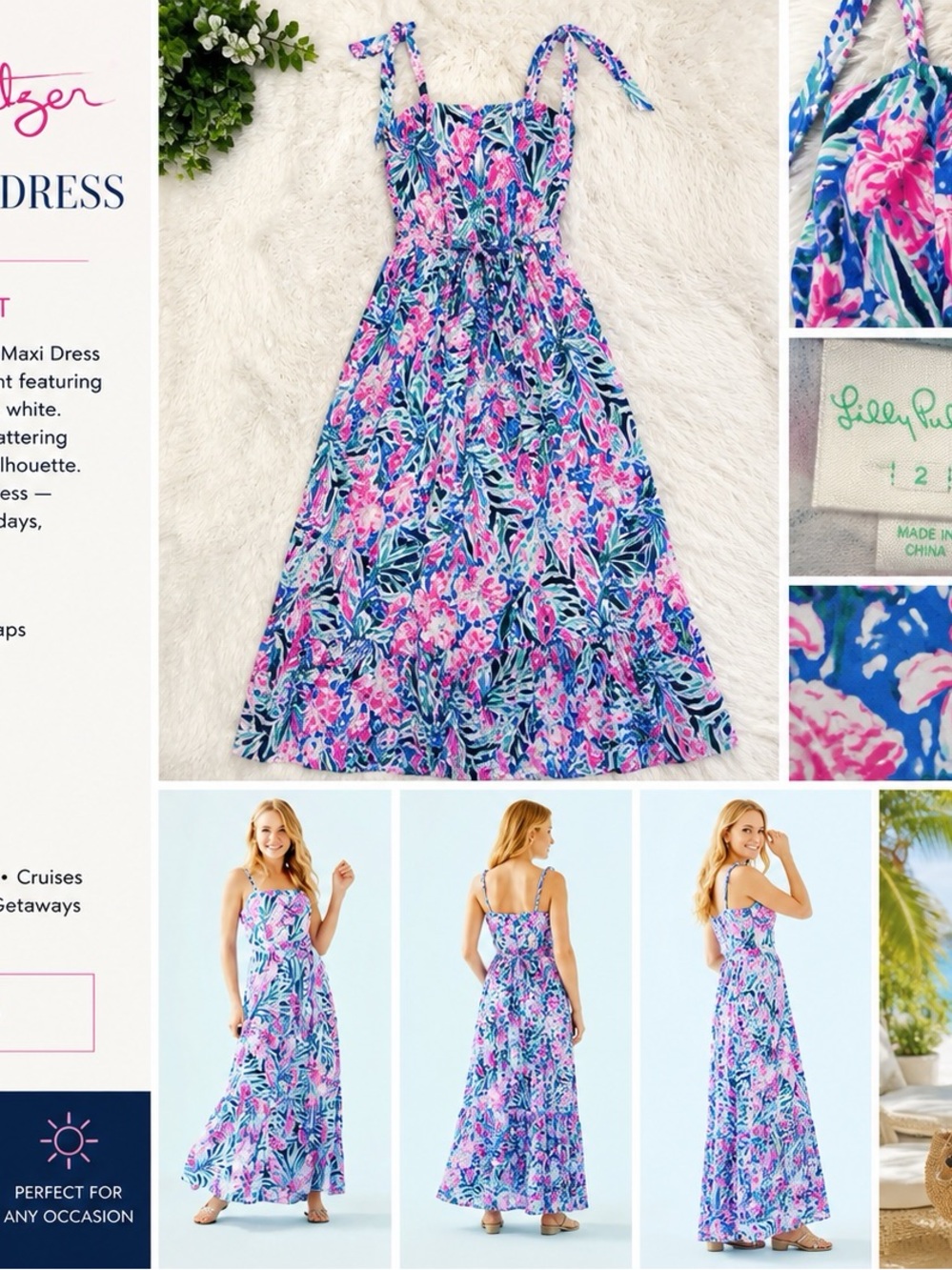 Lilly Pulitzer Aviana Maxi Dress NWT Size 2 Mr Peacock Blue Tweethearts Resort